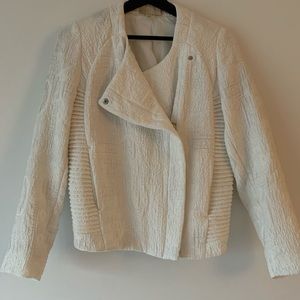 Textured White Motorcycle Jacket